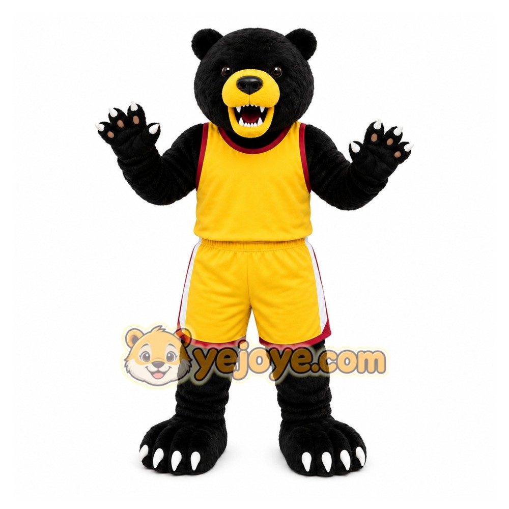 Black Bear Mascot Costume with Custom Logo Black Bear Mascot Costume with Custom Logo