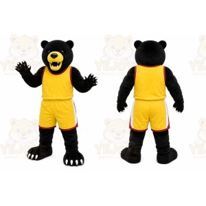 Black Bear Mascot Costume with Custom Logo