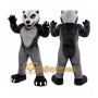 Gray Wolf Mascot Costume with Custom Logo