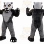 Gray Wolf Mascot Costume with Custom Logo