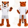 Orange Leopard Mascot Costume with Custom Logo