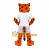 Orange Leopard Mascot Costume with Custom Logo