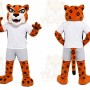 Orange Leopard Mascot Costume with Custom Logo