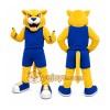 Yellow Cougar Mascot Costume with Custom Logo