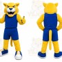 Yellow Cougar Mascot Costume with Custom Logo