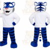 Blue Tiger Mascot Costume with Custom Logo