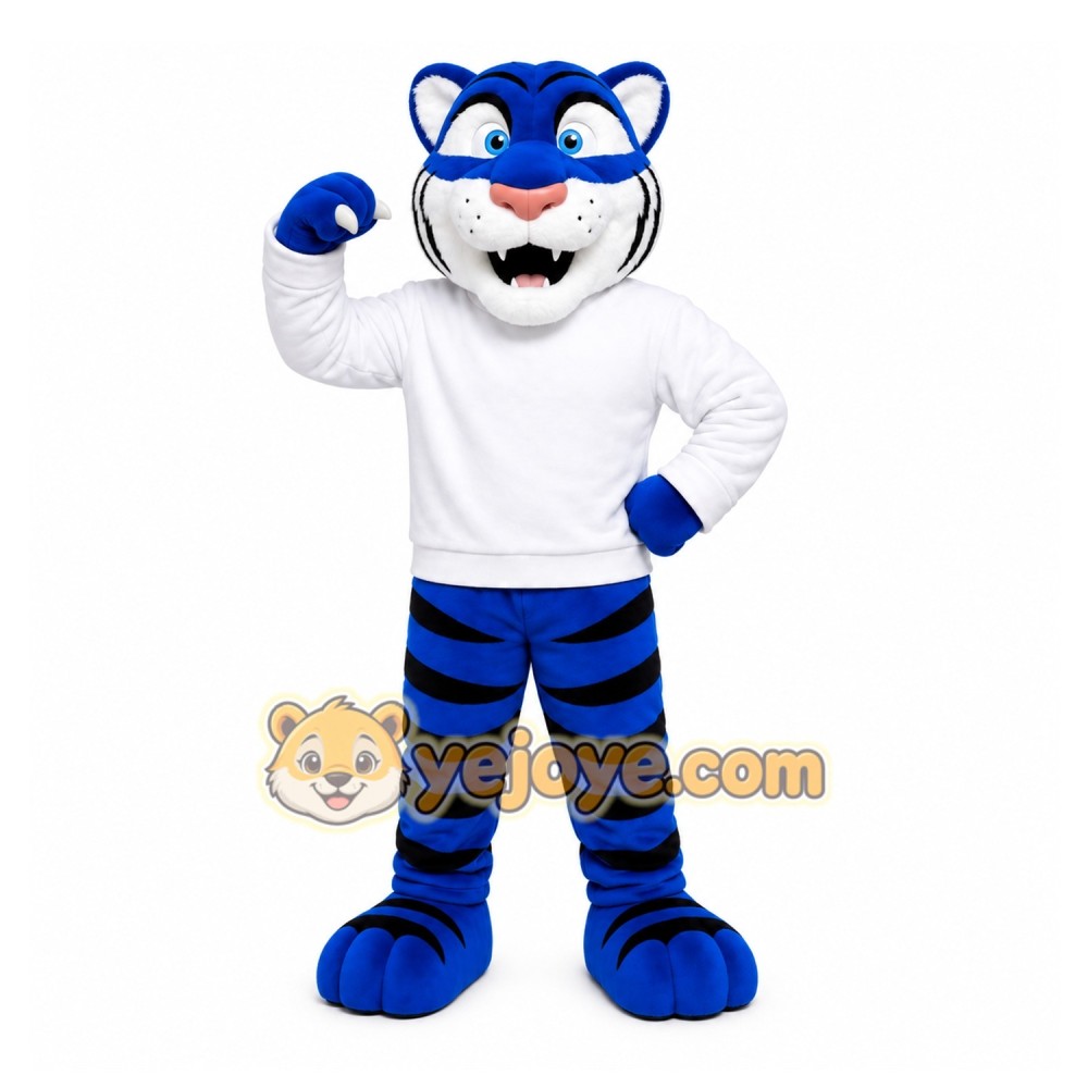 Blue Tiger Mascot Costume with Custom Logo Blue Tiger Mascot Costume with Custom Logo