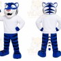 Blue Tiger Mascot Costume with Custom Logo