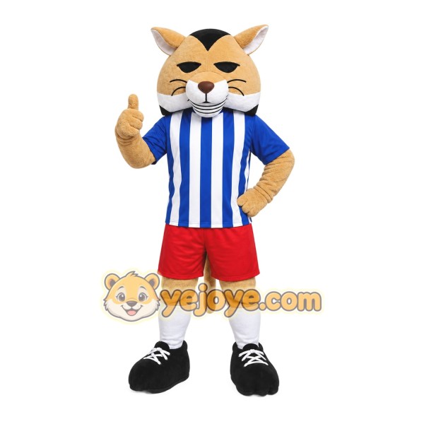Tan Cougar Mascot Costume with Custom Logo