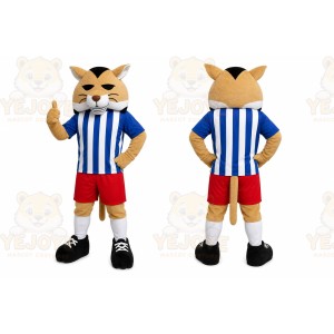 Tan Cougar Mascot Costume with Custom Logo