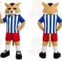 Tan Cougar Mascot Costume with Custom Logo