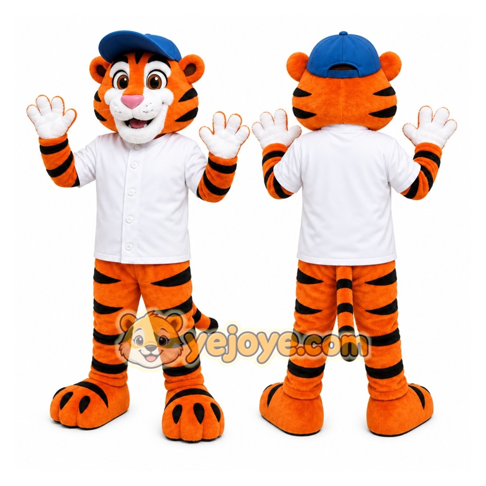 Orange Tiger Mascot Costume with Custom Logo Orange Tiger Mascot Costume with Custom Logo