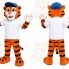 Orange Tiger Mascot Costume with Custom Logo