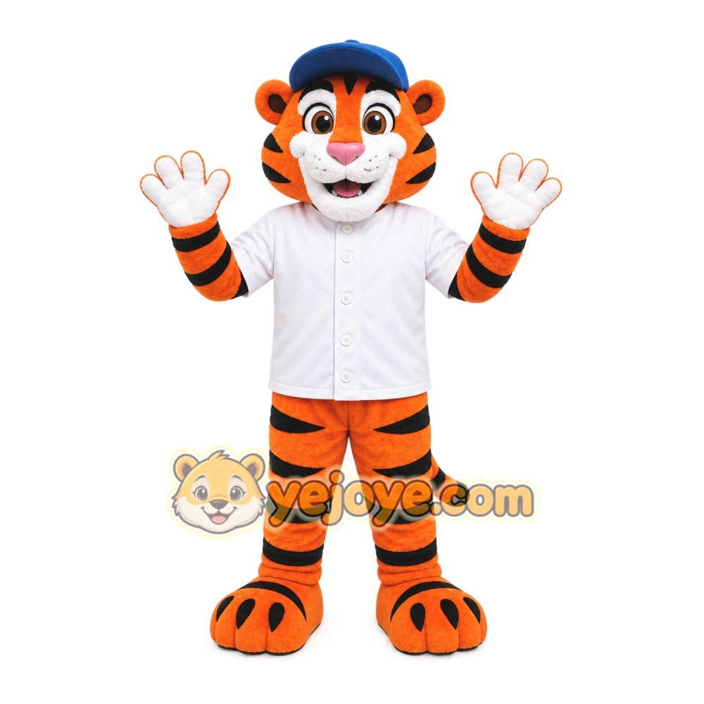 Orange Tiger Mascot Costume with Custom Logo Orange Tiger Mascot Costume with Custom Logo