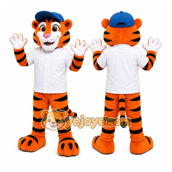 Orange Tiger Mascot Costume with Custom Logo
