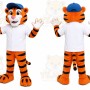 Orange Tiger Mascot Costume with Custom Logo