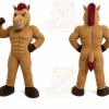 Brown Horse Mascot Costume with Custom Logo