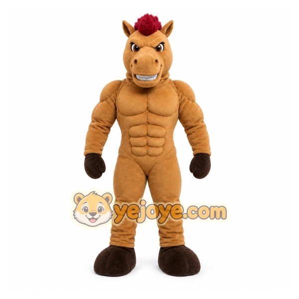 Brown Horse Mascot Costume with Custom Logo