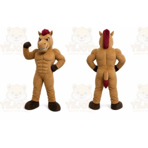 Brown Horse Mascot Costume with Custom Logo