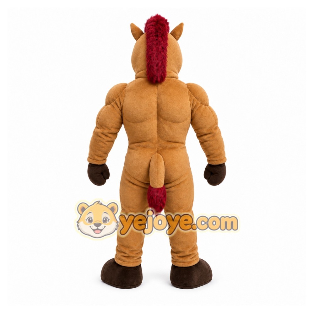 Brown Horse Mascot Costume with Custom Logo