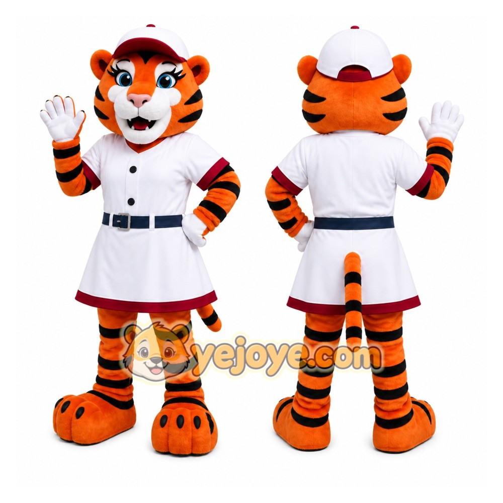Orange Tiger Mascot Costume with Custom Logo Orange Tiger Mascot Costume with Custom Logo