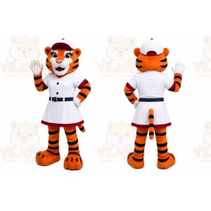 Orange Tiger Mascot Costume with Custom Logo