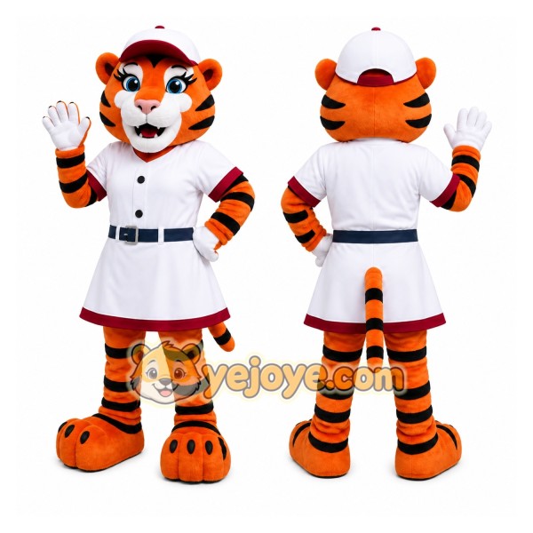 Orange Tiger Mascot Costume with Custom Logo