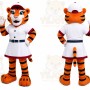 Orange Tiger Mascot Costume with Custom Logo