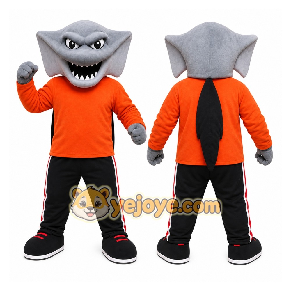 Orange Shark Mascot Costume with Custom Logo Orange Shark Mascot Costume with Custom Logo