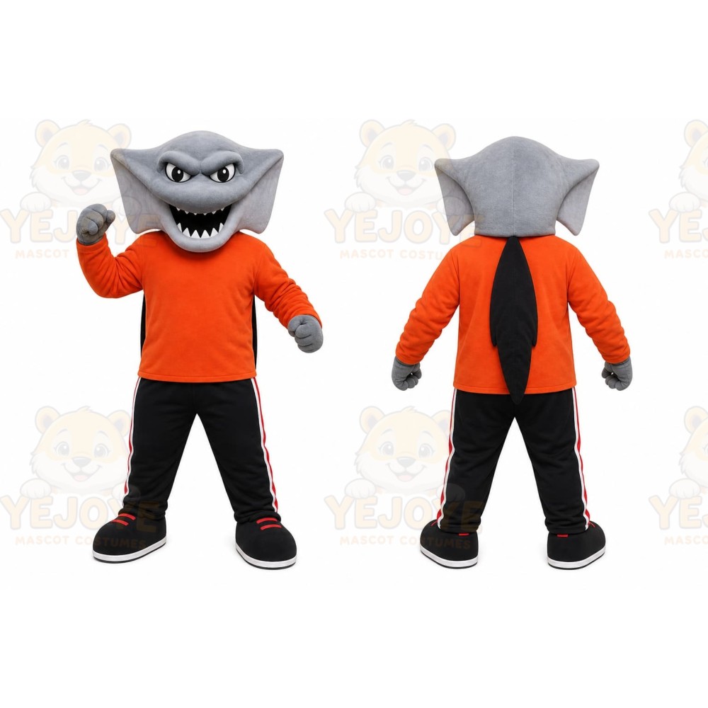 Orange Shark Mascot Costume with Custom Logo