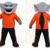Orange Shark Mascot Costume with Custom Logo