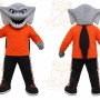 Orange Shark Mascot Costume with Custom Logo
