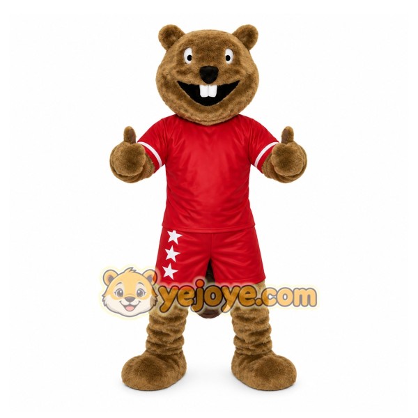 Brown Beaver Mascot Costume with Custom Logo