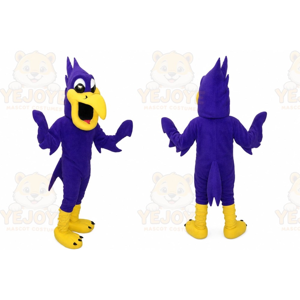 Purple Bird Mascot Costume with Custom Logo