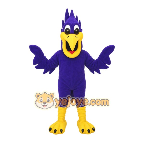 Purple Bird Mascot Costume with Custom Logo