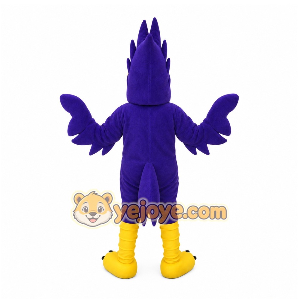 Purple Bird Mascot Costume with Custom Logo