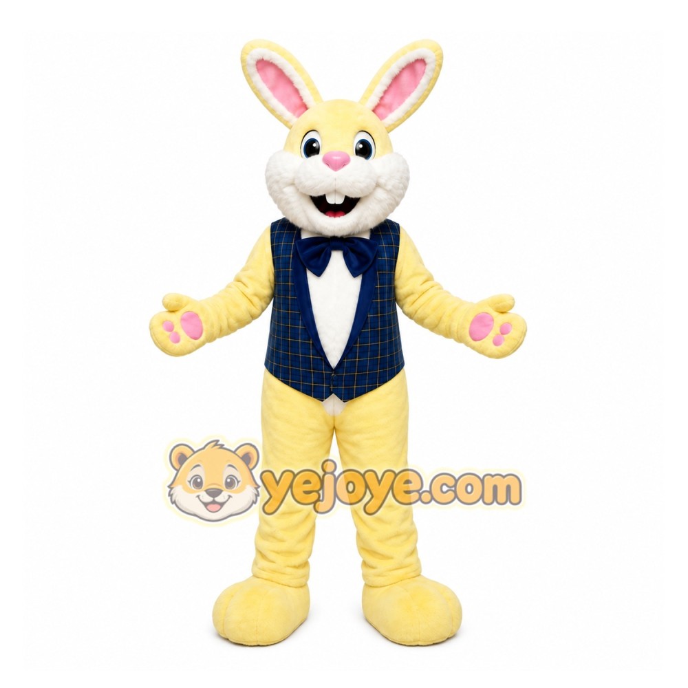 Yellow Rabbit Mascot Costume with Custom Logo Yellow Rabbit Mascot Costume with Custom Logo