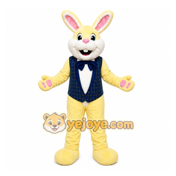 Yellow Rabbit Mascot Costume with Custom Logo