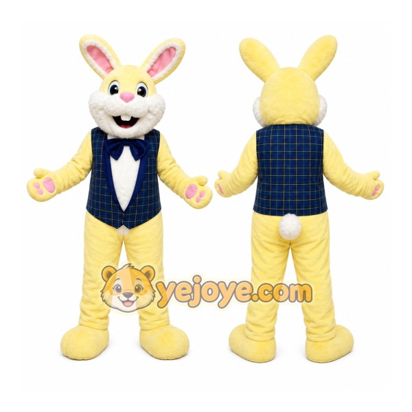 Yellow Rabbit Mascot Costume with Custom Logo