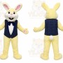 Yellow Rabbit Mascot Costume with Custom Logo