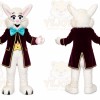 White Rabbit Mascot Costume with Custom Logo