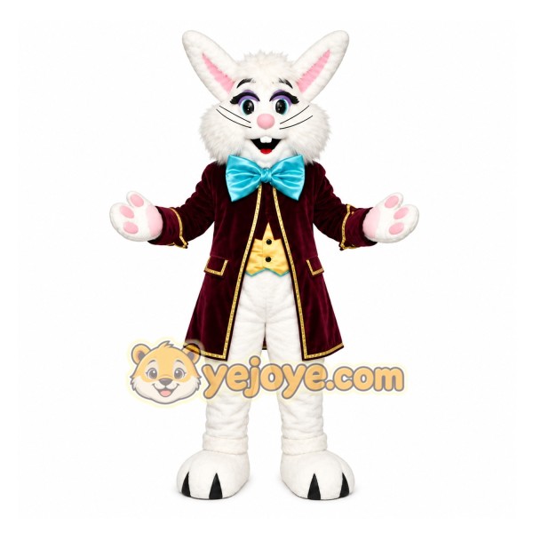 White Rabbit Mascot Costume with Custom Logo White Rabbit Mascot Costume with Custom Logo