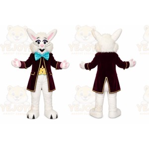 White Rabbit Mascot Costume with Custom Logo