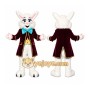 White Rabbit Mascot Costume with Custom Logo
