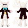White Rabbit Mascot Costume with Custom Logo