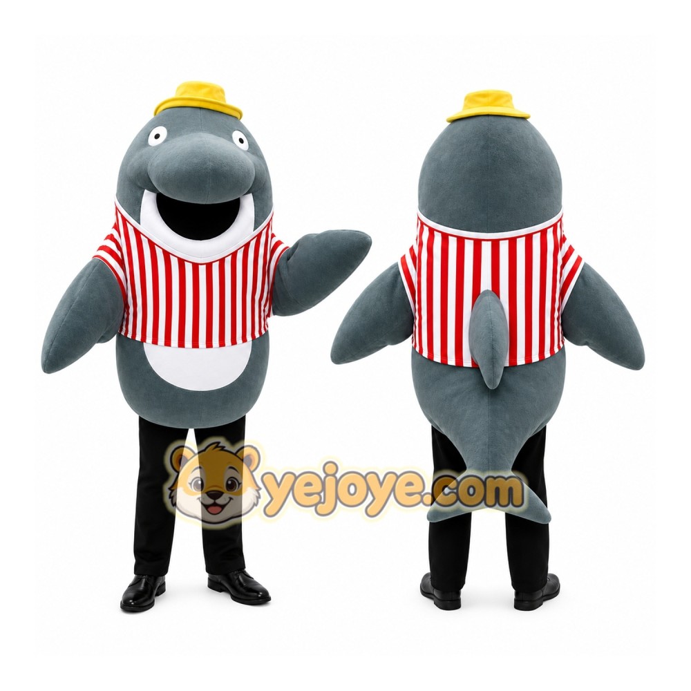 Gray Dolphin Mascot Costume with Custom Logo Gray Dolphin Mascot Costume with Custom Logo