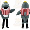 Gray Dolphin Mascot Costume with Custom Logo