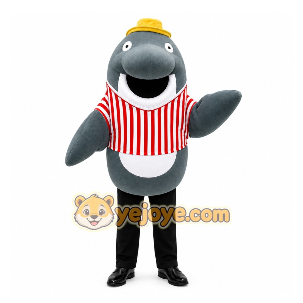 Gray Dolphin Mascot Costume with Custom Logo Gray Dolphin Mascot Costume with Custom Logo