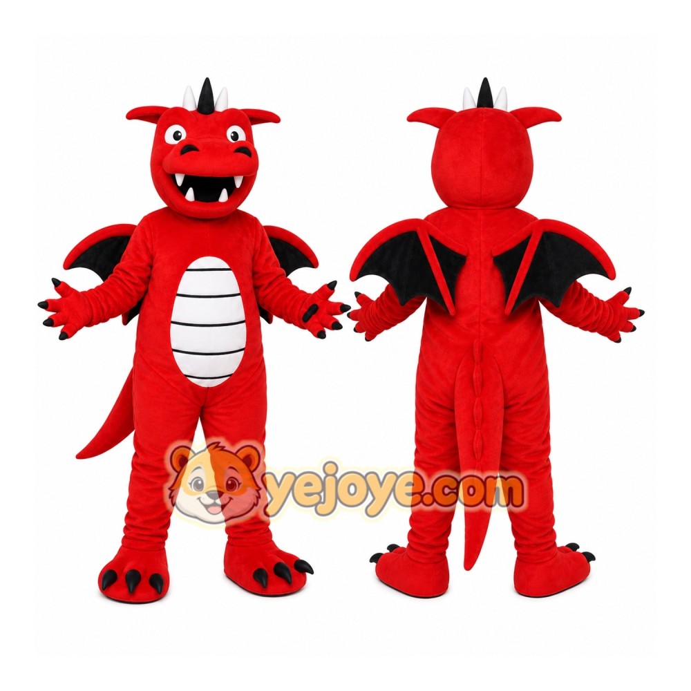 Red Dragon Mascot Costume with Custom Logo Red Dragon Mascot Costume with Custom Logo