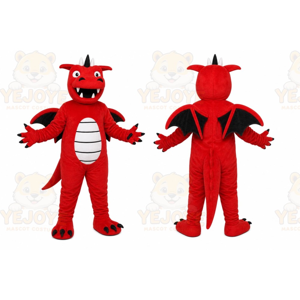 Red Dragon Mascot Costume with Custom Logo